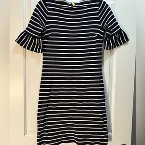 Talbots Ruffle Sleeve Striped Dress